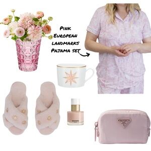 Pink European Landmarks Pajama Set